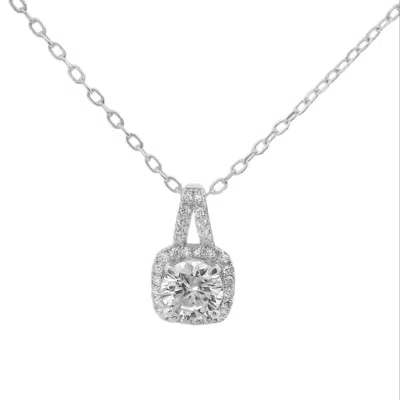 Allyanna Gifts Women's Moissanite With Square Halo Necklace In Sterling Silver