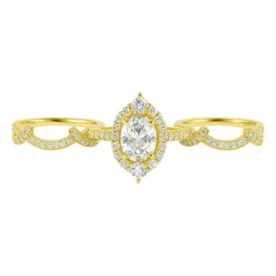 Allyanna Gifts Women's Oval Moissanite Ring - 3 Piece Set In Gold In Silver