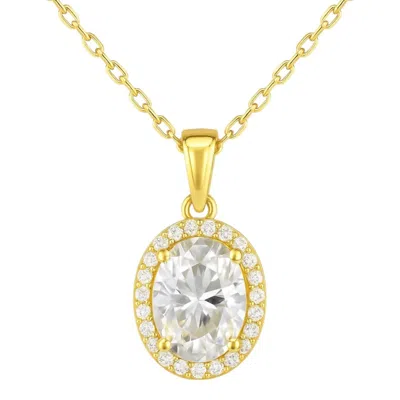 Allyanna Gifts Women's Oval Moissanite With Halo Necklace In Gold In Silver