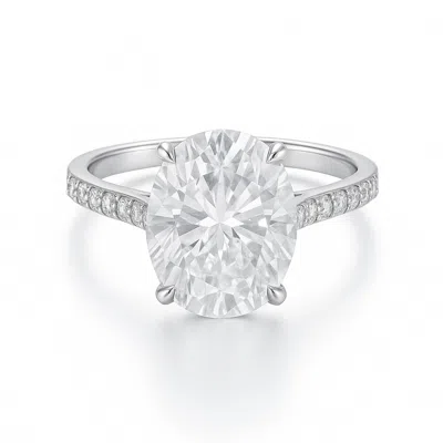Allyanna Gifts Women's Oval Pave Moissanite Ring In Silver
