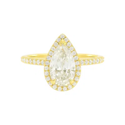 Allyanna Gifts Women's Pear Shape Halo Moissanite Ring In Gold In Silver