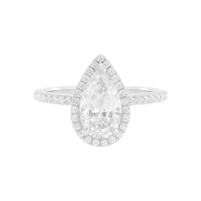Allyanna Gifts Women's Pear Shape Halo Moissanite Ring In Silver