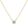 Allyanna Gifts Women's Prong Round Moissanite Necklace In Gold In Gold