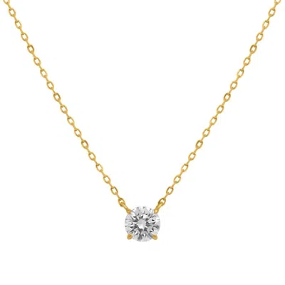 Allyanna Gifts Women's Prong Round Moissanite Necklace In Gold In Silver