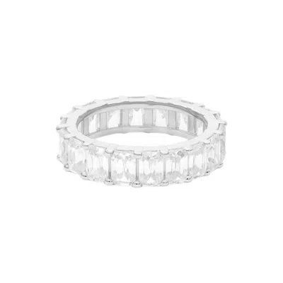Allyanna Gifts Women's Radiant Cut Moissanite Thick Eternity Band In Silver