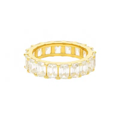 Allyanna Gifts Women's Radiant Cut Moissanite Thick Eternity Band Ring In Gold