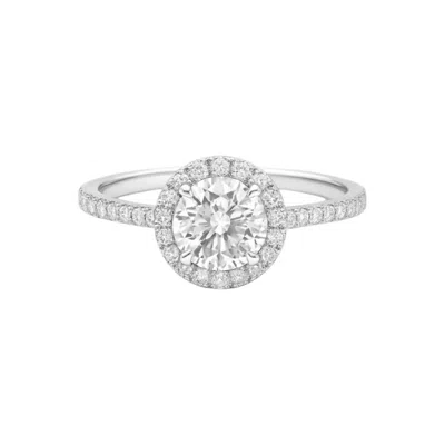 Allyanna Gifts Women's Round Moissanite With Halo Ring In Sterling Silver