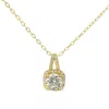 Allyanna Gifts Women's Round Moissanite With Square Halo Necklace In Gold In Gold