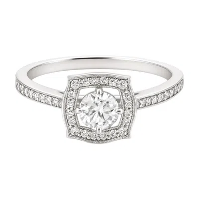 Allyanna Gifts Women's Round Moissanite With Square Halo Ring In Sterling Silver