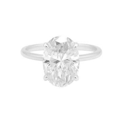 Allyanna Gifts Women's Solitaire Oval Moissanite Ring In Sterling Silver In Metallic