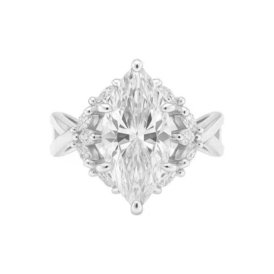 Allyanna Gifts Women's Sterling Silver 2.0ct Marquise Moissanite Cluster Ring In Metallic