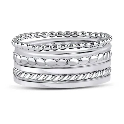 Allyanna Gifts Women's Sterling Silver 6 Bands Stackable Set Ring In Metallic