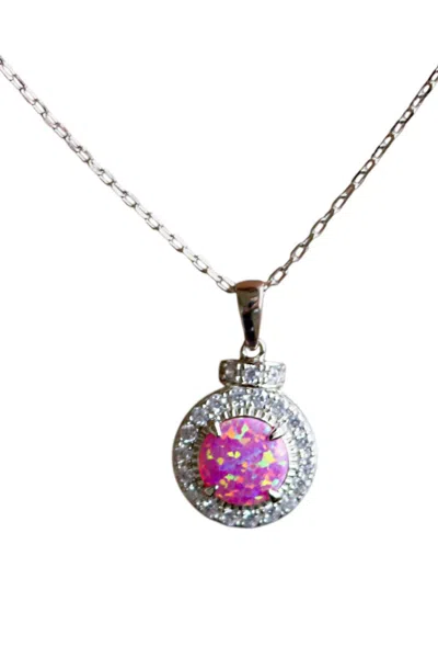 Allyanna Gifts Women's Sterling Silver Circle Opal Necklace In Pink Opal