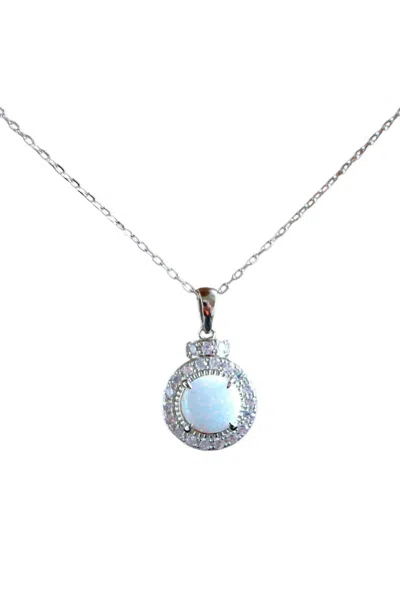 Allyanna Gifts Women's Sterling Silver Circle Opal Necklace In White Opal In Gold