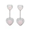 Allyanna Gifts Women's Sterling Silver Cubic Zirconia Heart Halo Dangling Earrings In Pink In Pink