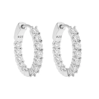 Allyanna Gifts Women's Sterling Silver Moissanite Inside Out Hinged Hoop Earrings
