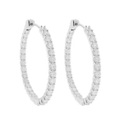 Allyanna Gifts Women's Sterling Silver Moissanite Inside Out Hinged Hoop Earrings