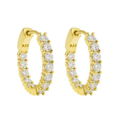 Allyanna Gifts Women's Sterling Silver Moissanite Inside Out Hinged Hoop Earrings In Gold