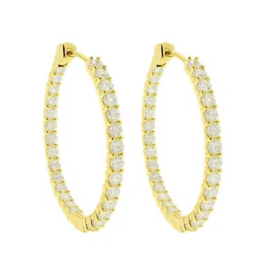 Allyanna Gifts Women's Sterling Silver Moissanite Inside Out Hinged Hoop Earrings In Gold