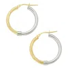 Allyanna Gifts Women's Two Tone Half Twisted Design Round Hoop Earrings In Sterling Silver In Gold