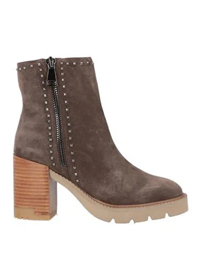 Alma Blue Woman Ankle Boots Lead Size 8 Leather In Grey