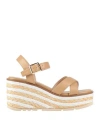 Alma Blue Woman Espadrilles Camel Size 6 Textile Fibers In Beige