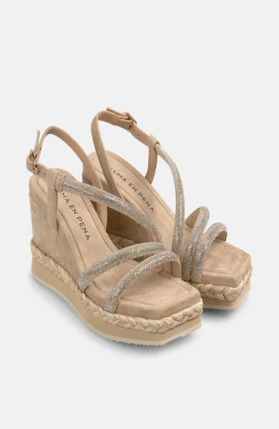 Alma En Pena Braided Wedge With Rhinestones In Neutral