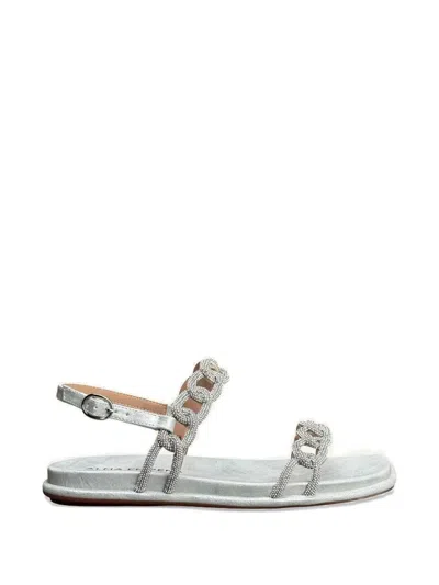 Alma En Pena Crystal-embellished Chain-link Sandals In Silver