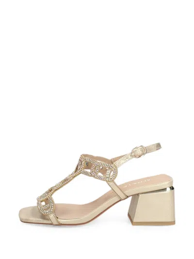 Alma En Pena Crystal-embellished Heeled Sandals In Gold