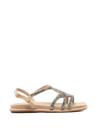Alma En Pena Crystal-embellished Leather Sandals In Neutral