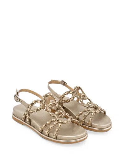 Alma En Pena Crystal-embellished Metallic-finish Sandals In Multi