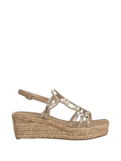 Alma En Pena Crystal-embellished Wedge Sandals In Neutral