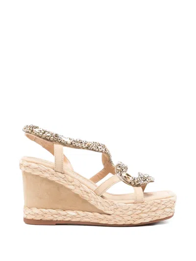 Alma En Pena Embellished Wedge Espadrilles In Neutral