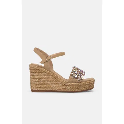 Alma En Pena Esparto Stone Platform Sandal With Floral Rhinestones In Multi