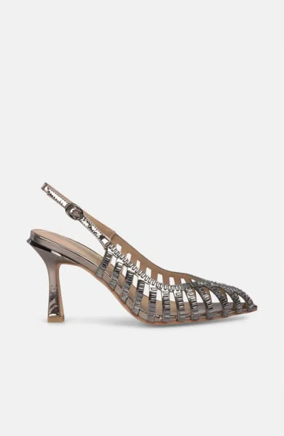 Alma En Pena Metallic Grilled Pumps In Silver