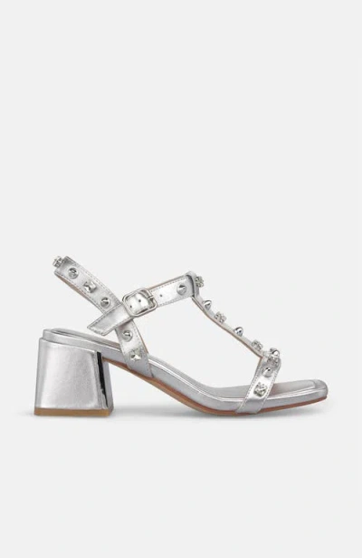 Alma En Pena Metallic Sandal Rhinestones In Silver