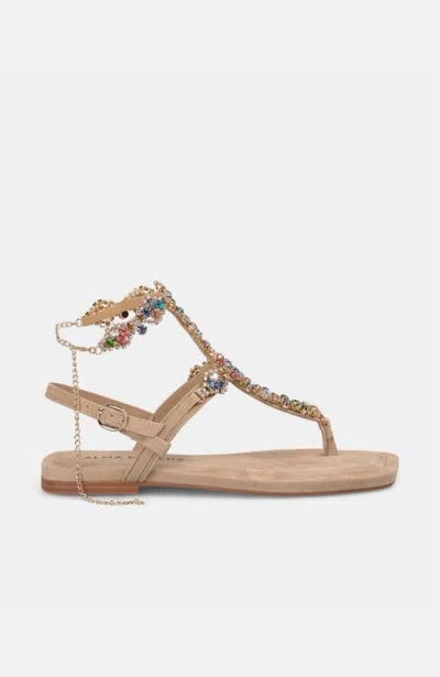 Alma En Pena Multicolour Rhinestone Sandal In Brown