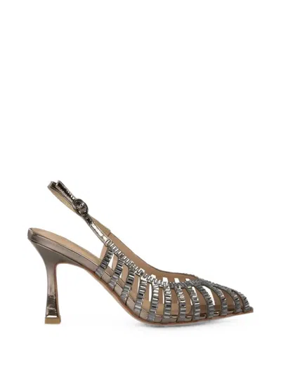 Alma En Pena Salon Crystal-embellished Cage-style Pumps In Silver