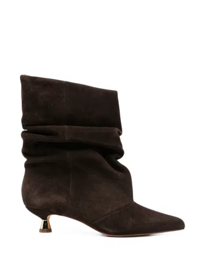 Alma En Pena Slouchy Pointed-toe Ankle Boots In Brown