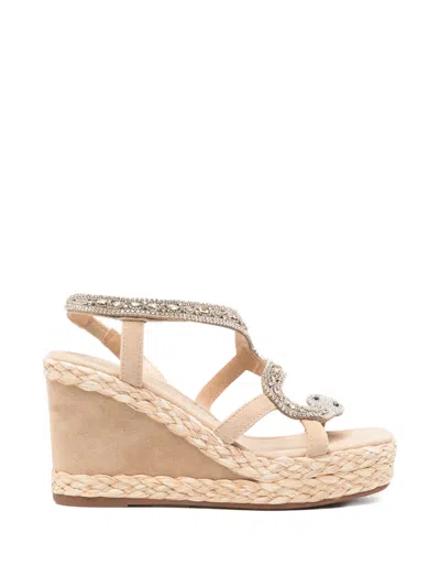 Alma En Pena Snake-embellished Wedge Espadrilles In Neutral