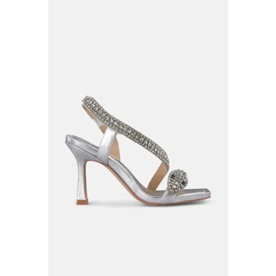 Alma En Pena Snake Sandal With Heel In Silver