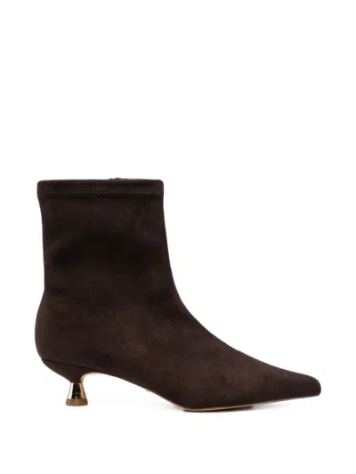 Alma En Pena Suede-effect Pointed-toe Ankle Boots In Brown