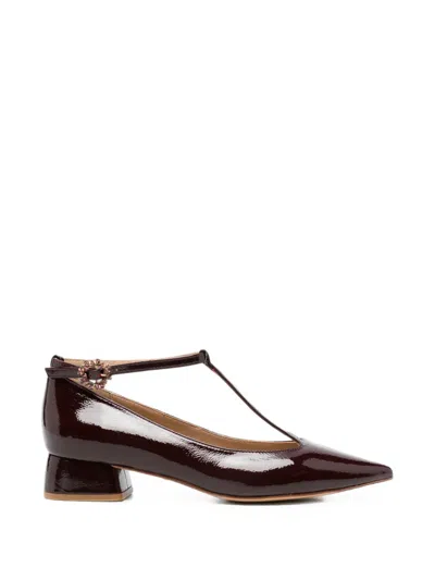Alma En Pena T-bar Pointed-toe Pumps In Burgundy