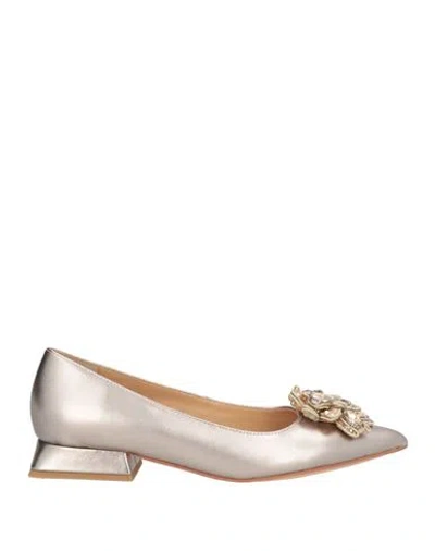 Alma En Pena . Woman Ballet Flats Bronze Size 8 Leather In Brown