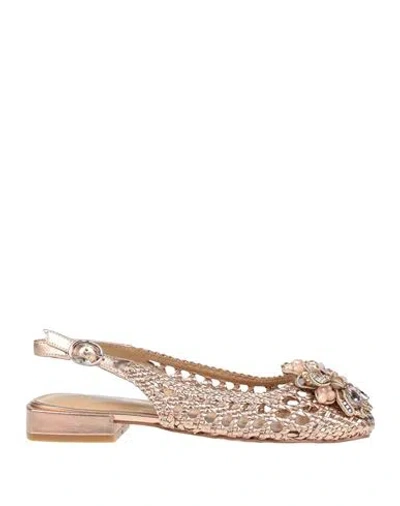 Alma En Pena . Woman Ballet Flats Copper Size 7 Leather In Orange