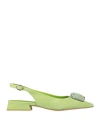 Alma En Pena . Woman Ballet Flats Lime Green Size 8 Leather In Green