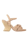 Alma En Pena . Woman Espadrilles Beige Size 9 Leather In Beige
