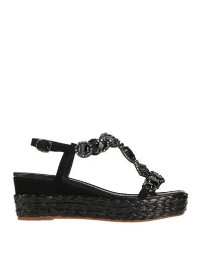 Alma En Pena . Woman Espadrilles Black Size 9 Leather