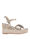 Alma En Pena . Woman Espadrilles Bronze Size 8 Leather In Yellow