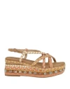 Alma En Pena . Woman Espadrilles Camel Size 8 Textile Fibers In Beige